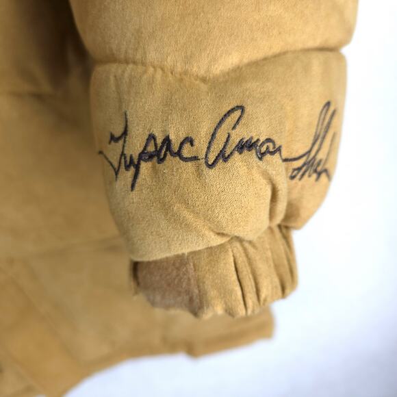 Vintage Makaveli Branded Tupac RARE Beige Puffer Jacket 14/16 Fits Sz Small Y2K - Picture 6 of 16